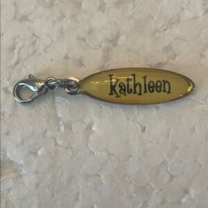 Kathleen name Charm oval yellow lobster clasp